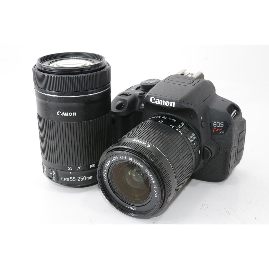 【外観特上級】Canon デジタル一眼レフカメラ EOS Kiss X7i ダブルズームキット EF-S18-55 IS STM/EF-S55-250 IS STM付属 KISSX7I-WKIT