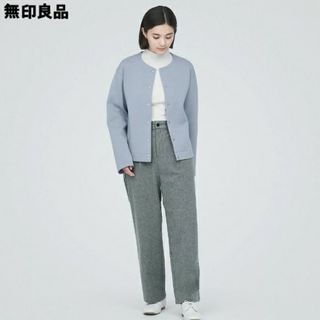 ムジルシリョウヒン(MUJI (無印良品))の■新品■  無印良品 ストレッチ起毛タックパンツ ／グレー／Ｌ(カジュアルパンツ)