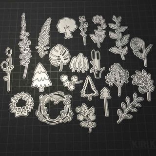 1330 カッティングダイ　ハンドメイド　ダイカット　ダイ　木　花　草(型紙/パターン)