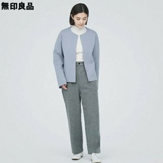 ムジルシリョウヒン(MUJI (無印良品))の〓新品〓  無印良品 ストレッチ起毛タックパンツ ／グレー／Ｌ(カジュアルパンツ)