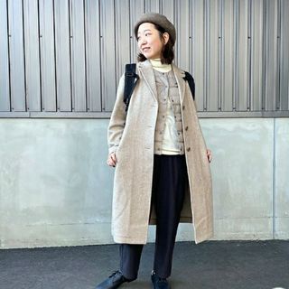 ムジルシリョウヒン(MUJI (無印良品))の★新品★  無印良品 ストレッチ起毛タックパンツ ／ダークブラウン／Ｌ(カジュアルパンツ)