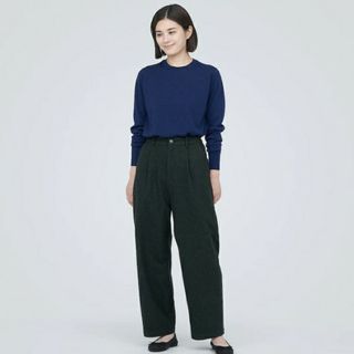 ムジルシリョウヒン(MUJI (無印良品))の●新品●  無印良品 ストレッチ起毛タックパンツ ／ダークグレー／XL(カジュアルパンツ)