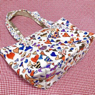 ツモリチサト(TSUMORI CHISATO)のツモリチサト＊ハート柄＊トートバッグ＊ゴールド＊カラフル＊(トートバッグ)