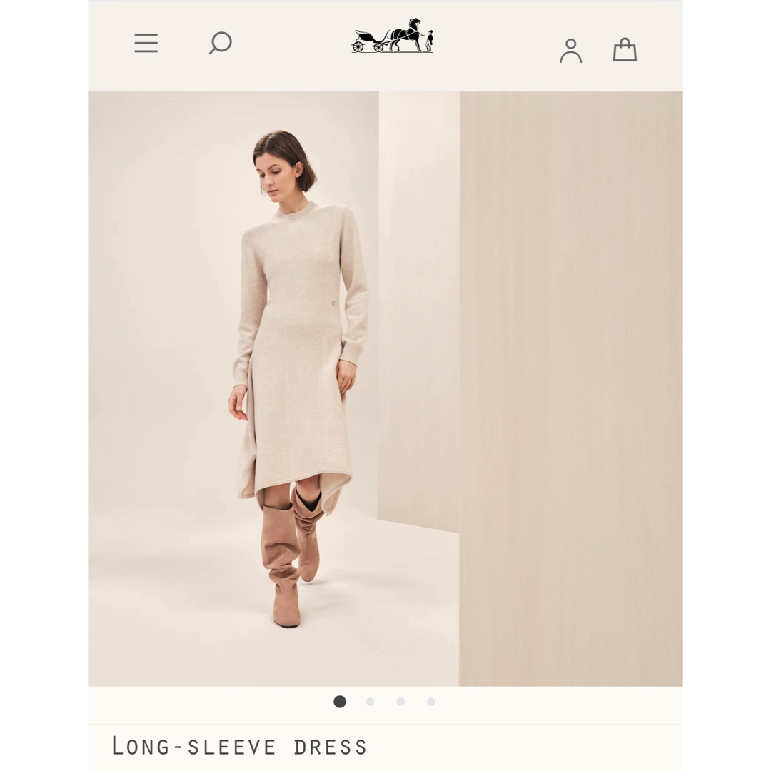 HERMES - HERMES Long-sleeve dress ロングスリーブドレス HERMES - HERMES Long-sleeve dress ロングスリーブドレス
