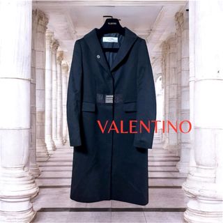 希少❤️VALENTINO ロングコート　カシミヤ　アンゴラ　ファー　黒　L