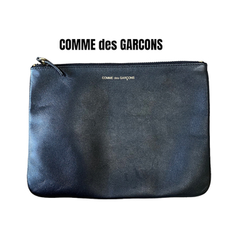新品 COMME des GARCONS ヒュージロゴ レザー ポーチ 黒