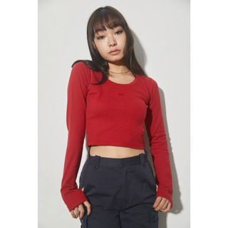 ラグアジェム(LAGUA GEM)のLAGUA GEM LAGUA LOGO RIB TOPS レッド(カットソー(長袖/七分))