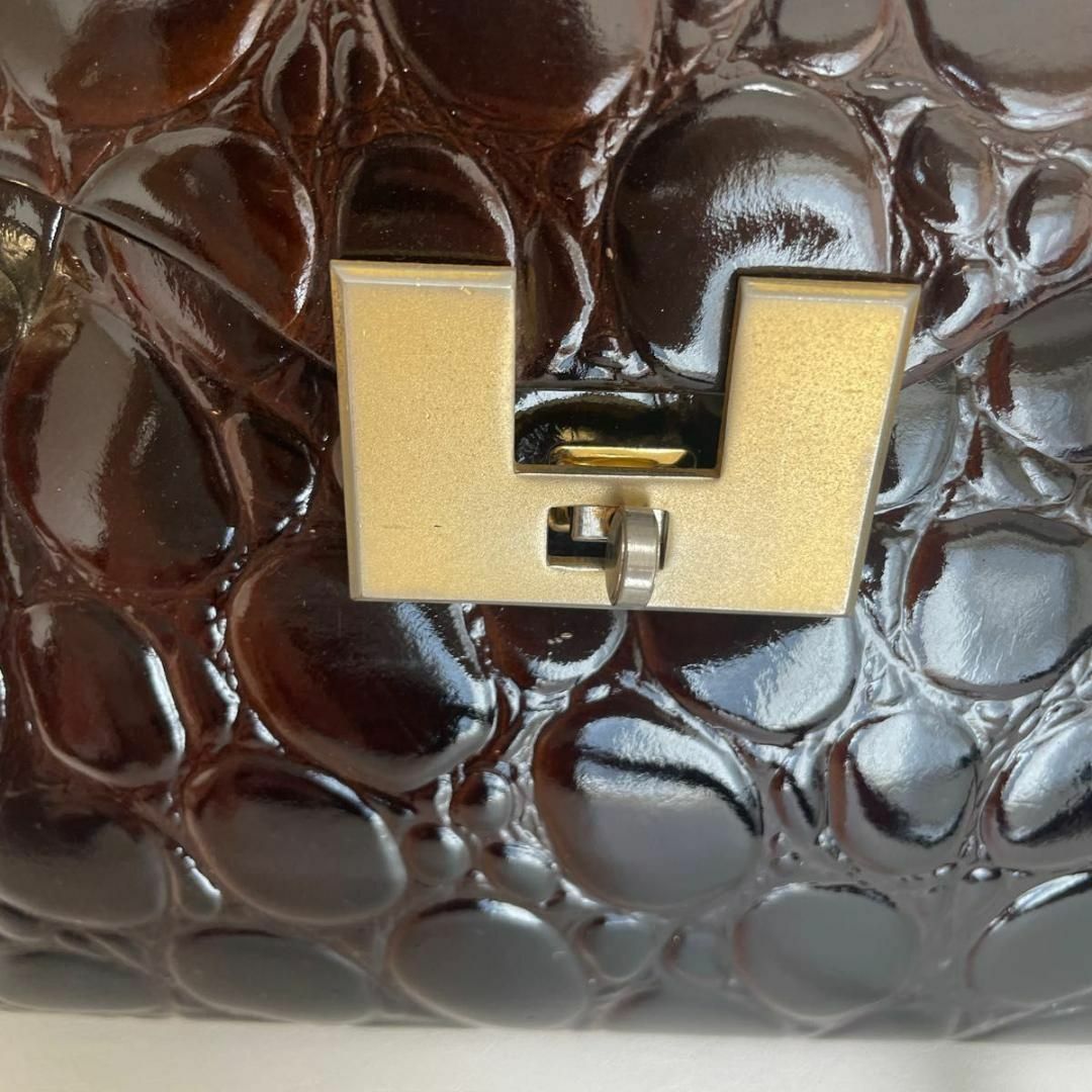 エキゾチック レザー　トートバッグ　ハンドバッグ　ブラウン　茶色 レディース レディースのバッグ(ハンドバッグ)の商品写真