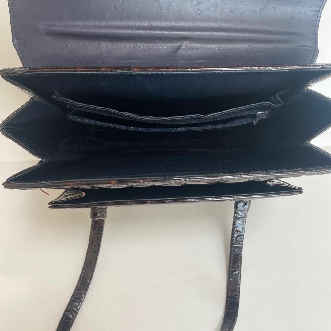 エキゾチック レザー　トートバッグ　ハンドバッグ　ブラウン　茶色 レディース レディースのバッグ(ハンドバッグ)の商品写真