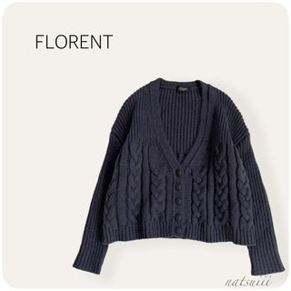 フローレント(FLORENT)のFLORENT フローレント . Ｖネック アラン編み ニット カーディガン(カーディガン)