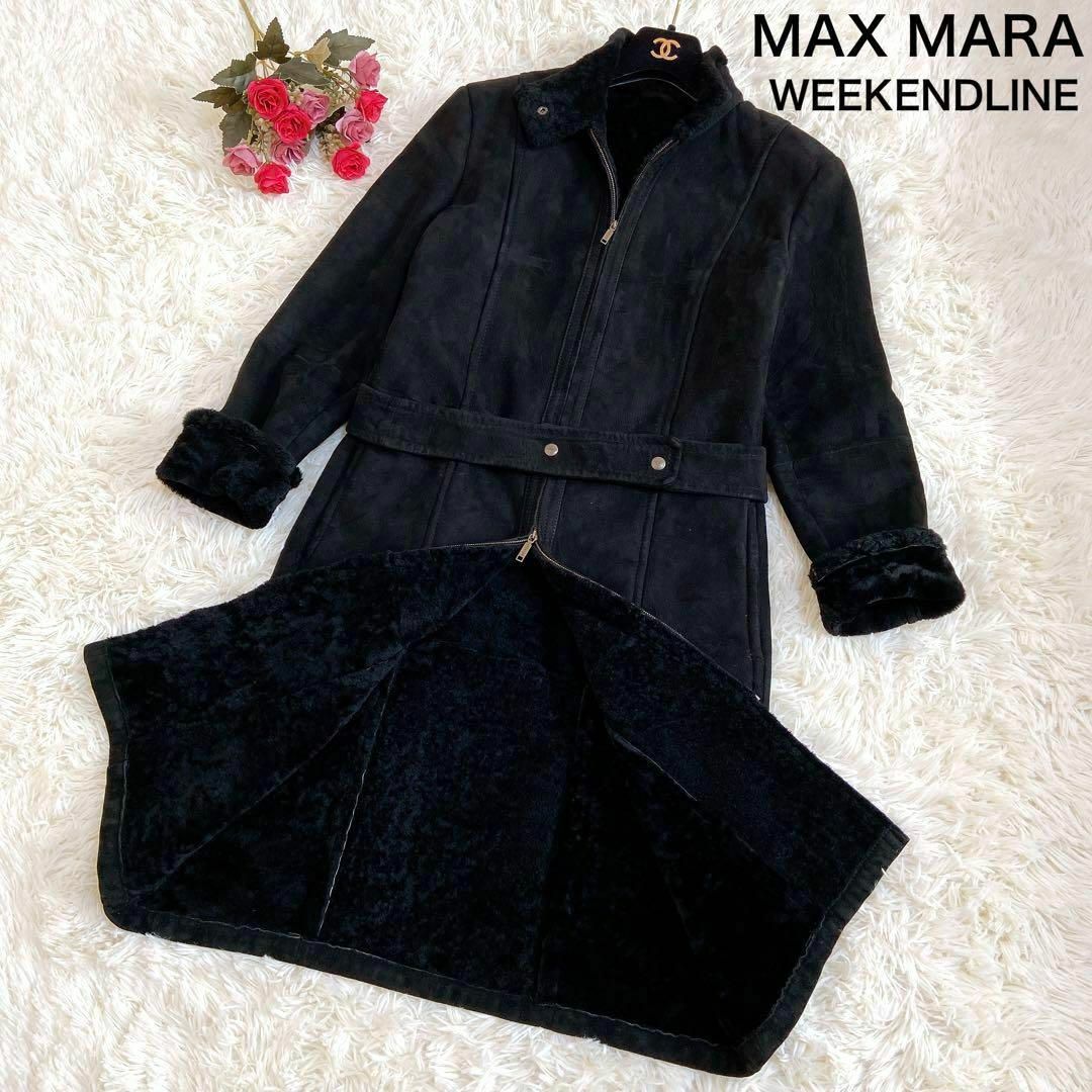 希少☆ MAX MARA WEEKENDLINE リアルムートンコート ブラック | フリマアプリ ラクマ