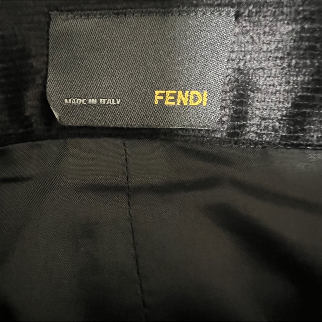 【美品】FENDI フェンディ　モダール生地　ベルト付　ひざ丈　ブラック　M