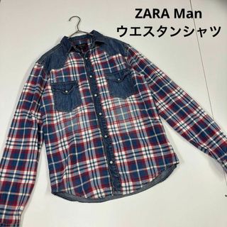 ZARA メンズ　半袖　シャツ　柄物　白黒　モノトーン　ジオメトリック柄