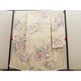 平和屋川間店■豪華振袖　刺繍　源氏車吉祥花文　暈し染め　銀彩　逸品　n-ne2405(振袖)