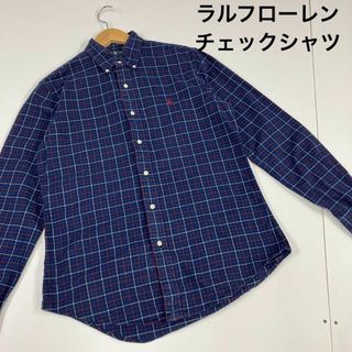 ラルフローレン(Ralph Lauren)のラルフローレン　古着　チェック　シャツ　ボタンダウン　ネイビー　フェード(シャツ)