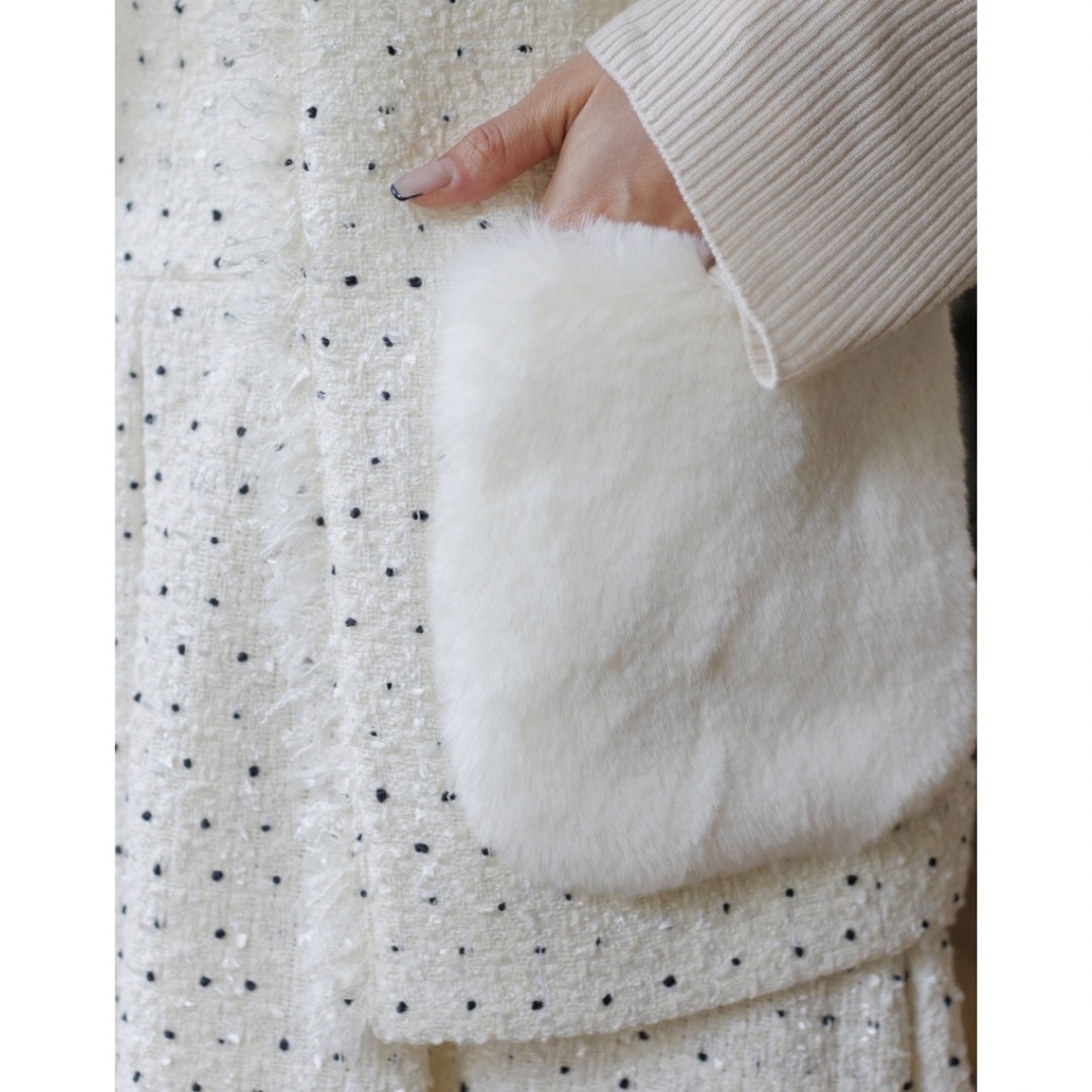 bluelea Dot tweed fur giletの通販 by tama's shop｜ラクマ