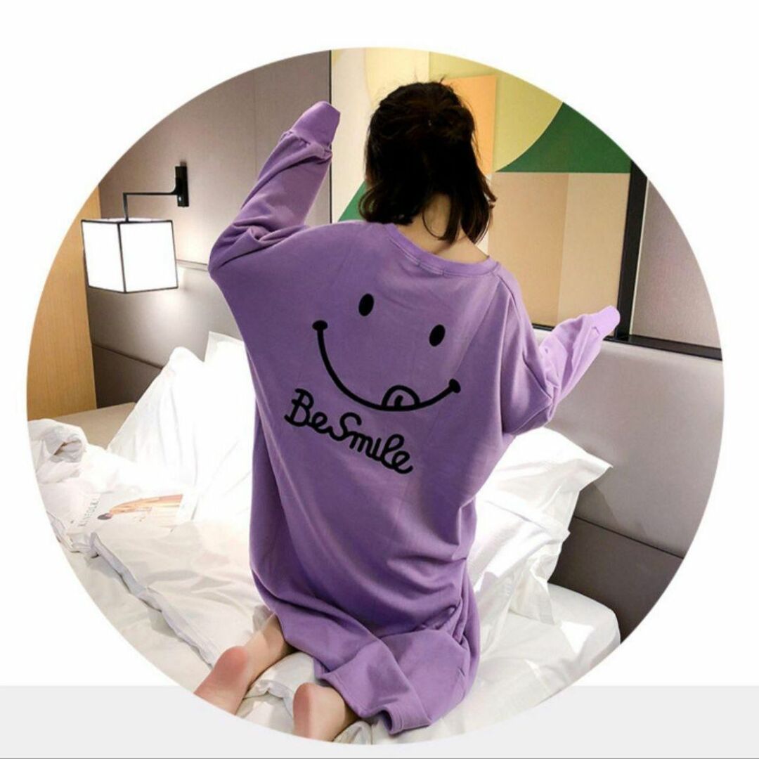 aパジャマ・部屋着・大きいサイズ・ロングワンピース・ワンピース XXL紫パープル レディースのルームウェア/パジャマ(パジャマ)の商品写真