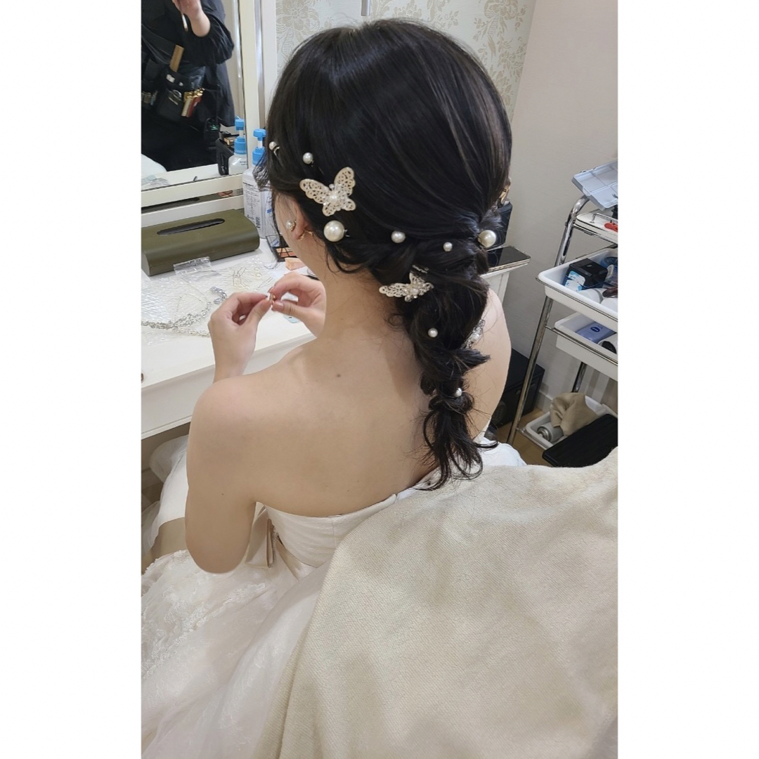 【結婚式】ヘアアクセサリー / 蝶々 /パール ハンドメイドのウェディング(ヘッドドレス/ドレス)の商品写真