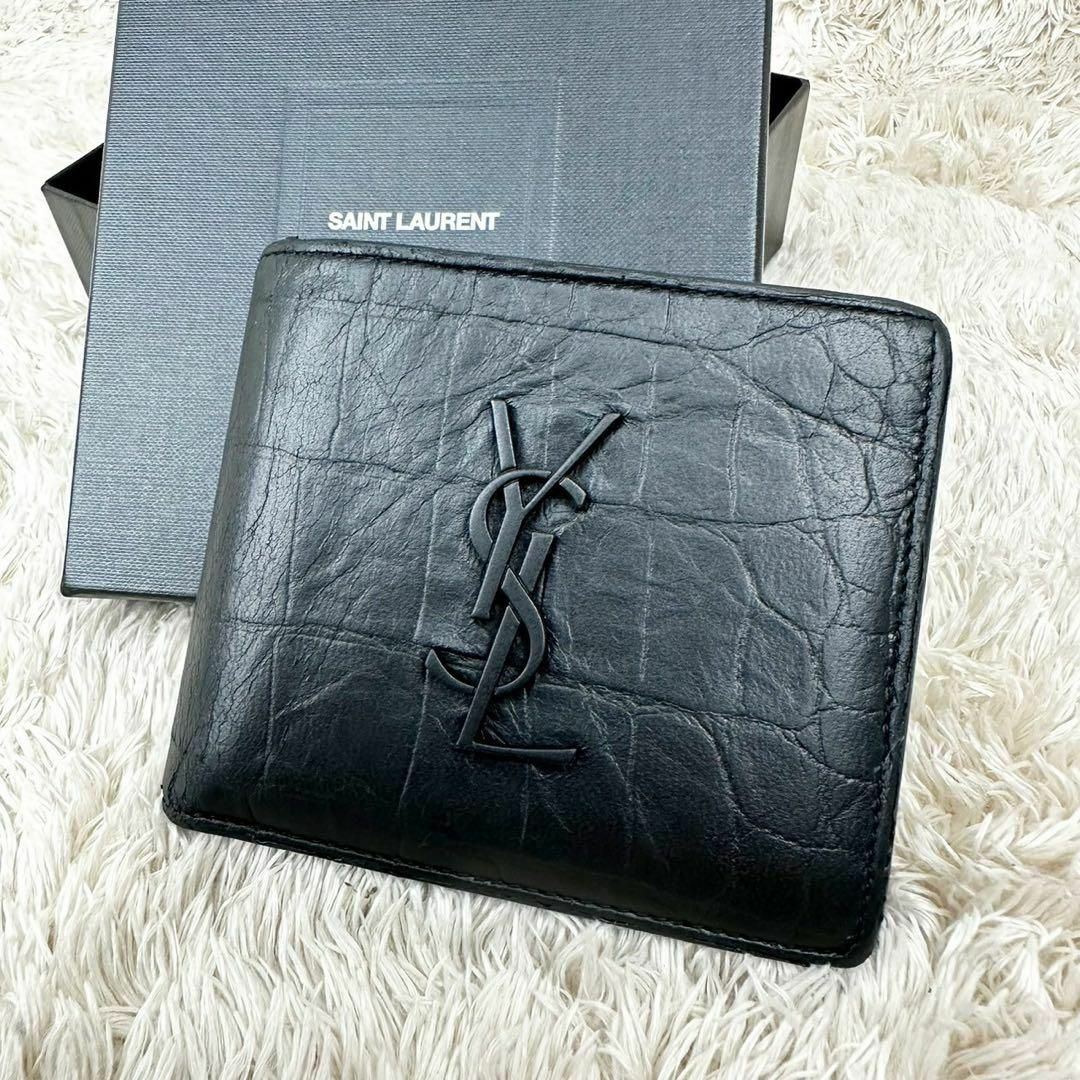 イヴサンローラン　二つ折り財布 ブラック　ysl