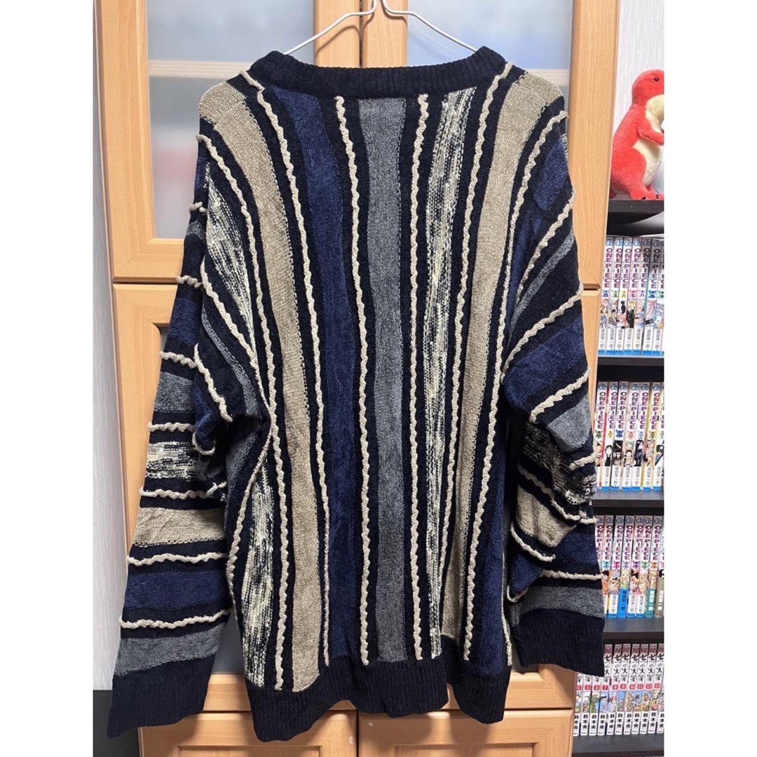 90s 古着 Davira 3Dニット セーター 紺 vintage knit メンズのトップス(ニット/セーター)の商品写真