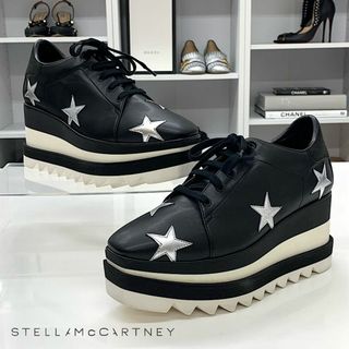 ステラマッカートニー(Stella McCartney)の5804 ステラマッカートニー エリス レザー スター 厚底 シューズ ブラック(スニーカー)