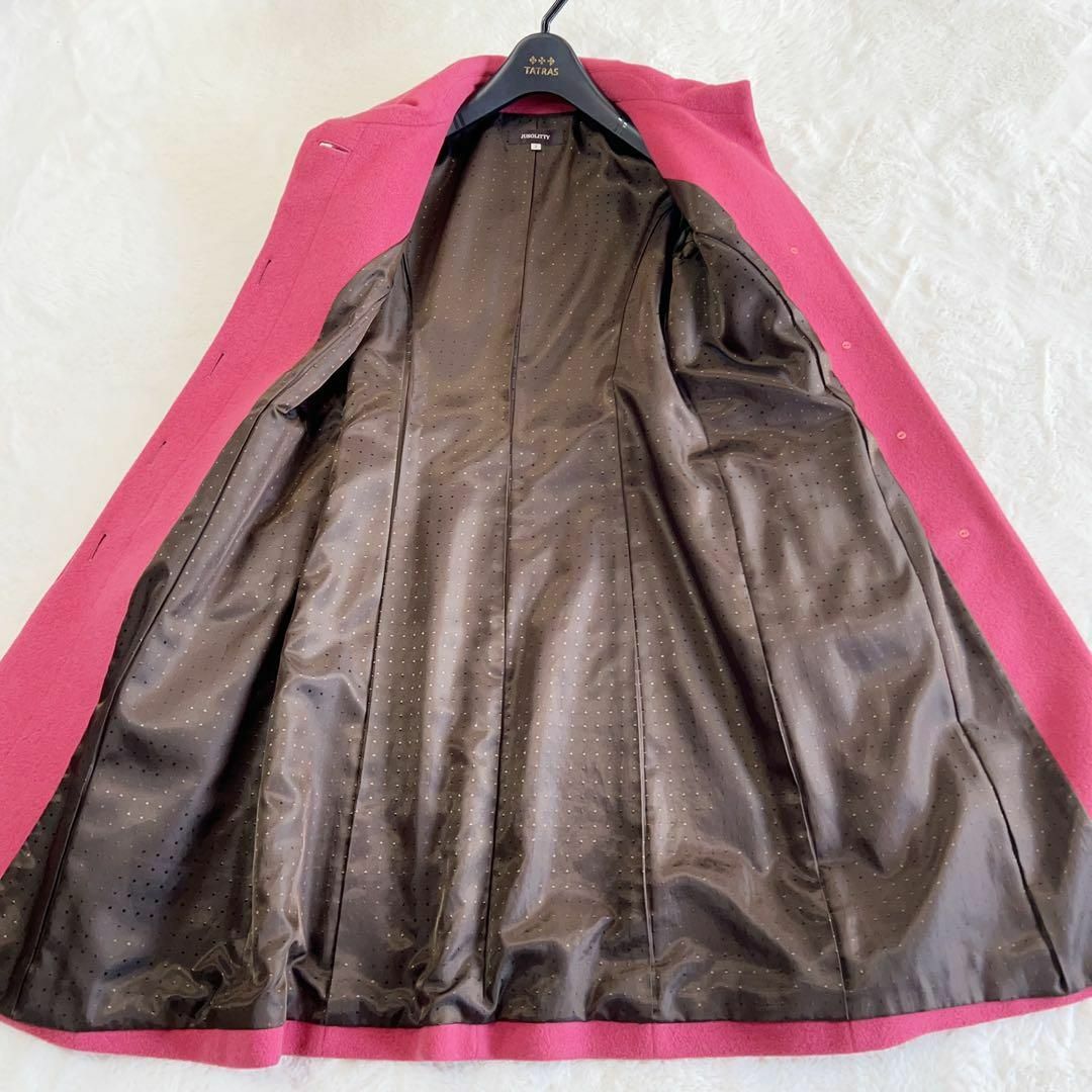 JUSGLITTY(ジャスグリッティー)のジャスグリッティ ショールカラー アンゴラ混 ロングコート 比翼 レディースのジャケット/アウター(ロングコート)の商品写真