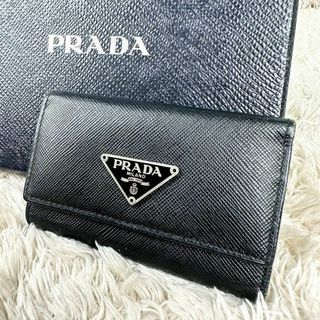 PRADA - 【美品】プラダ 6連キーケース ブラック 三角ロゴ