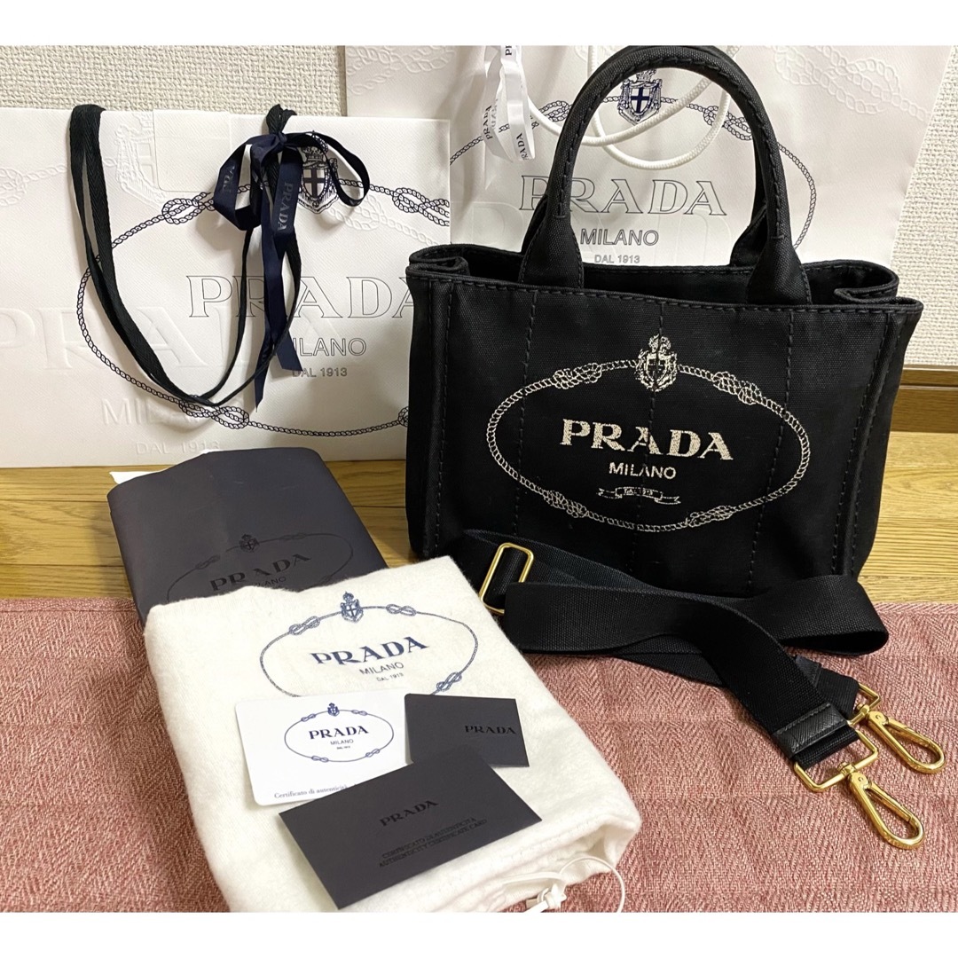 PRADA - 正規品プラダ ガナパ黒 ショルダートートハンドバッグ ...