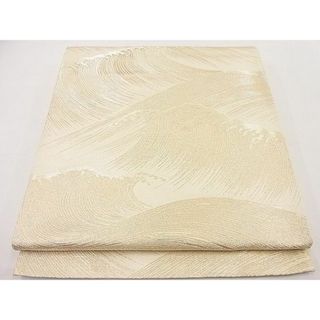 平和屋野田店■西陣織 六通柄袋帯 立波文 金糸 逸品 n-ip1343