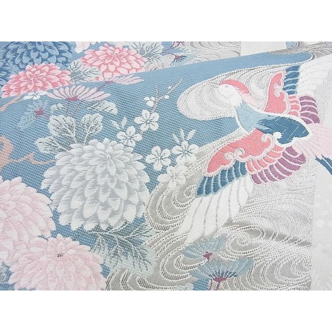 平和屋野田店■六通柄袋帯 唐織 花唐草文 九百錦プラチナ箔 逸品 n-sa2995