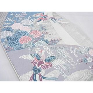 平和屋野田店■六通柄袋帯 唐織 花唐草文 九百錦プラチナ箔 逸品 n-sa2995