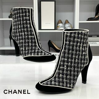 Buy Chanel pumps blue white 24.0cm 4.5cm heel denim leather used