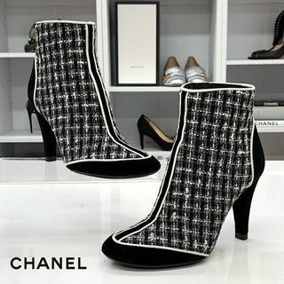 CHANEL マトラッセチャンキーヒールブーツ サイズ37ハーフ