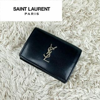 サンローラン(Saint Laurent)の【美品】サンローラン 三つ折り財布 ブラック YSL レディース(キーケース)