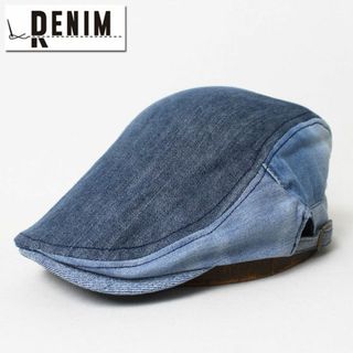 新品 RENIM リニム リメイクデニム ハンチング ブルー フリーサイズ(ハンチング/ベレー帽)