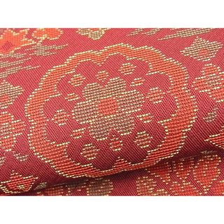 平和屋野田店■夏物 六通柄袋帯 紗紬 草木に秋虫 金糸 逸品 n-kg3145