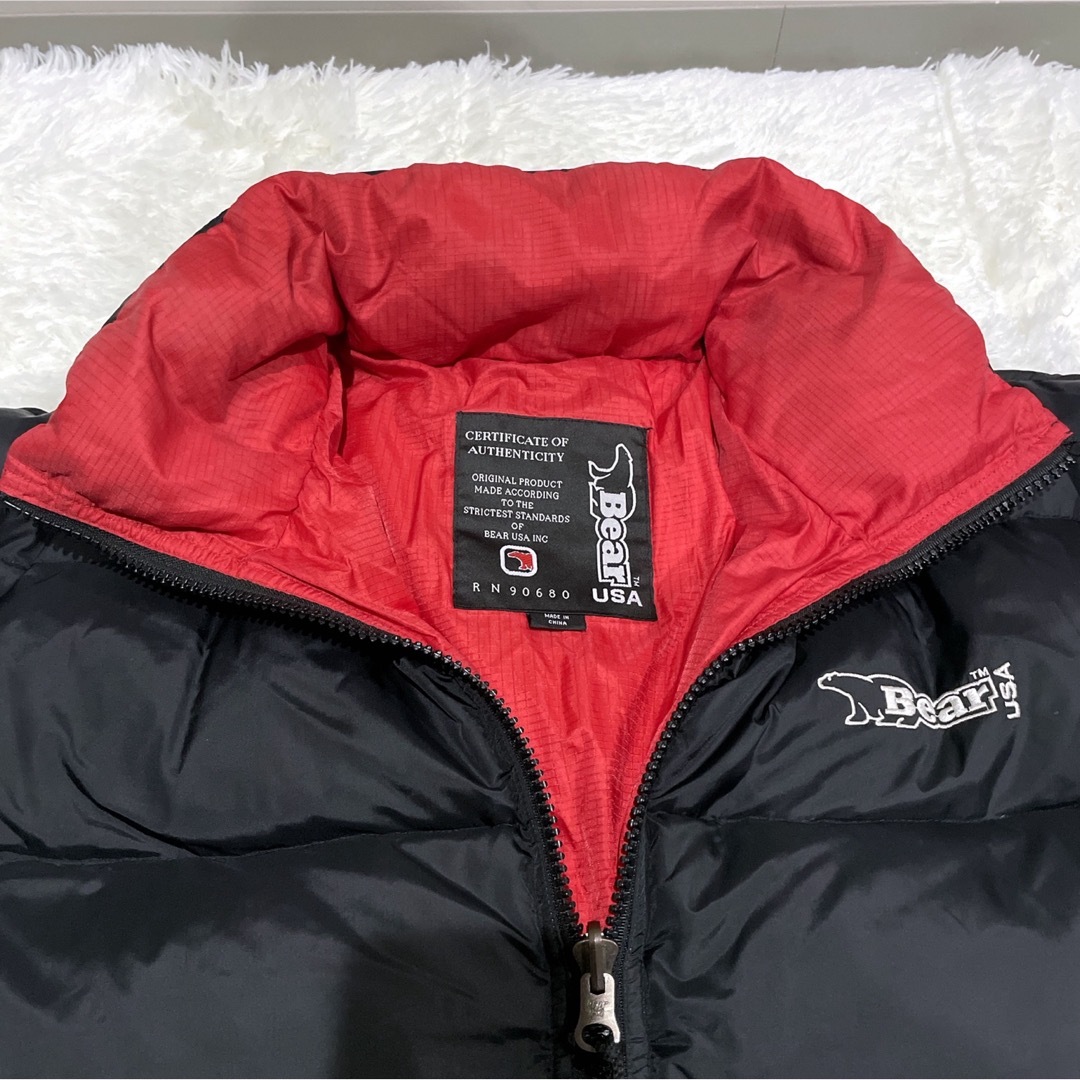 シェルドシンチラ美品 90s  Bear ベアー リバーシブルダウンJKT 黒赤 XL