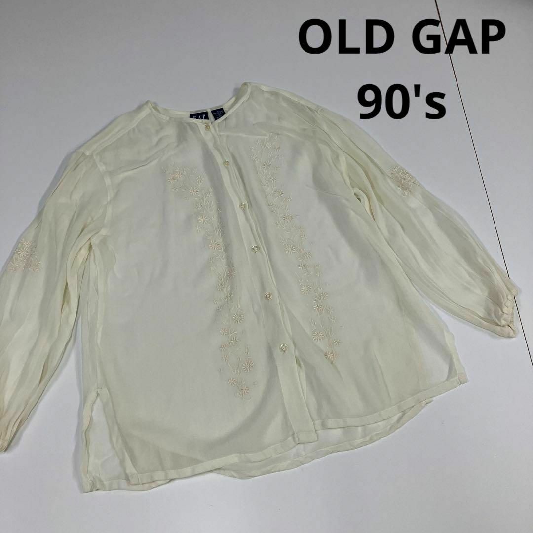 GAP ギャップ　シャツ　カーディガン　刺繍　シアー　シースルー　OLD 90sのサムネイル