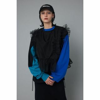 ヘリンドットサイ(HeRIN.CYE)の完売新品 HeRIN.CYE Sheer many frill vest BLK(シャツ/ブラウス(半袖/袖なし))