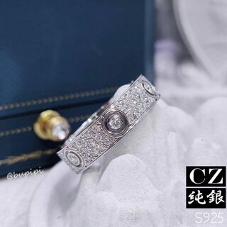 リング 指輪 CZ ダイヤ S925 純銀 エレガント 太め 大人 カジュアル(リング(指輪))