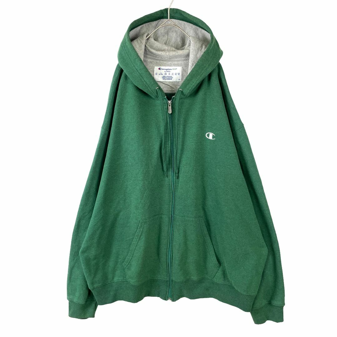 Champion(チャンピオン)の人気 ビッグサイズ チャンピオン ジップアップ スウェットパーカー 緑 2XL メンズのトップス(パーカー)の商品写真