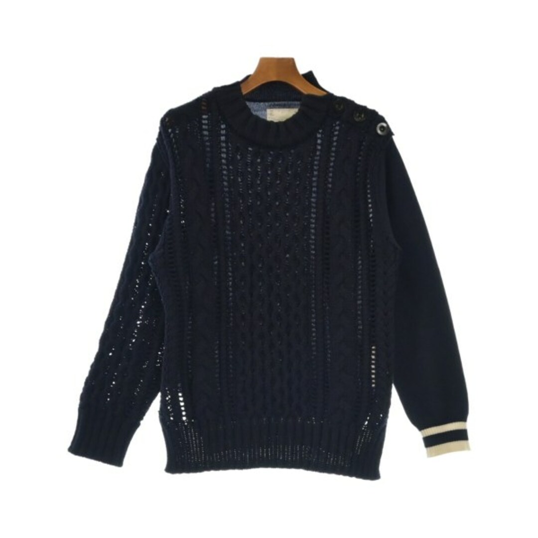 sacai サカイ ニット・セーター 1(S位) 紺x白 【古着】-