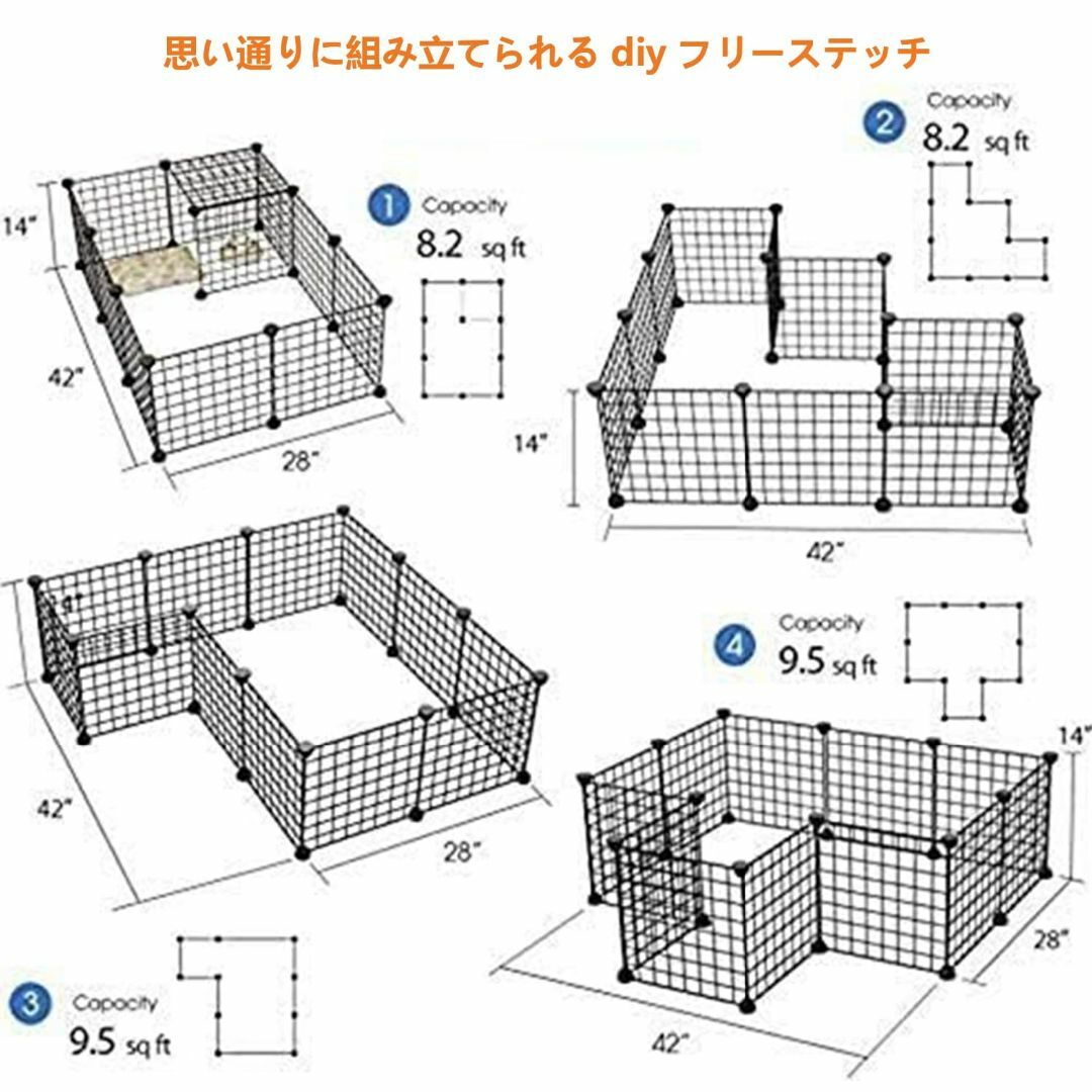 その他Aikenn キャットケージ, 室内ペット運動場, 取り外し可能なワイヤー小動物