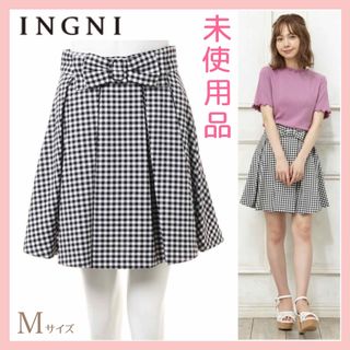 イング(INGNI)の未使用品❣️ イング　ウエストリボンスカパン　INGNI　白×黒ギンガムチェック(ミニスカート)