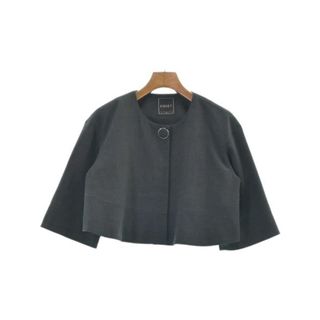 フォクシー(FOXEY)のFOXEY フォクシー ノーカラージャケット 38(S位) グレー 【古着】【中古】(ノーカラージャケット)