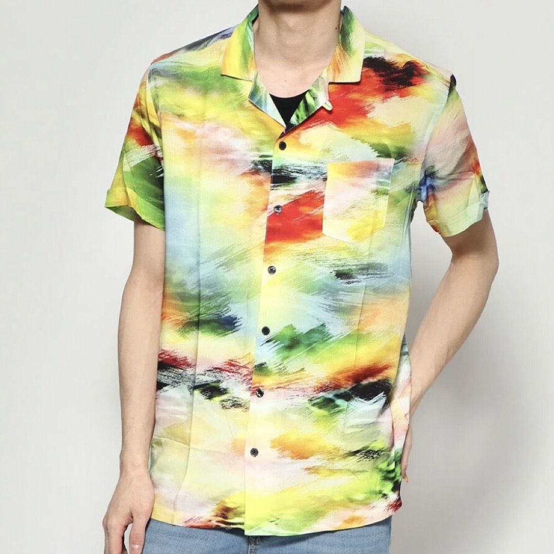 DESIGUAL(デシグアル)のデシグアル Desigual  半袖 シャツ　ELI  イエロー　アロハシャツ メンズのトップス(シャツ)の商品写真