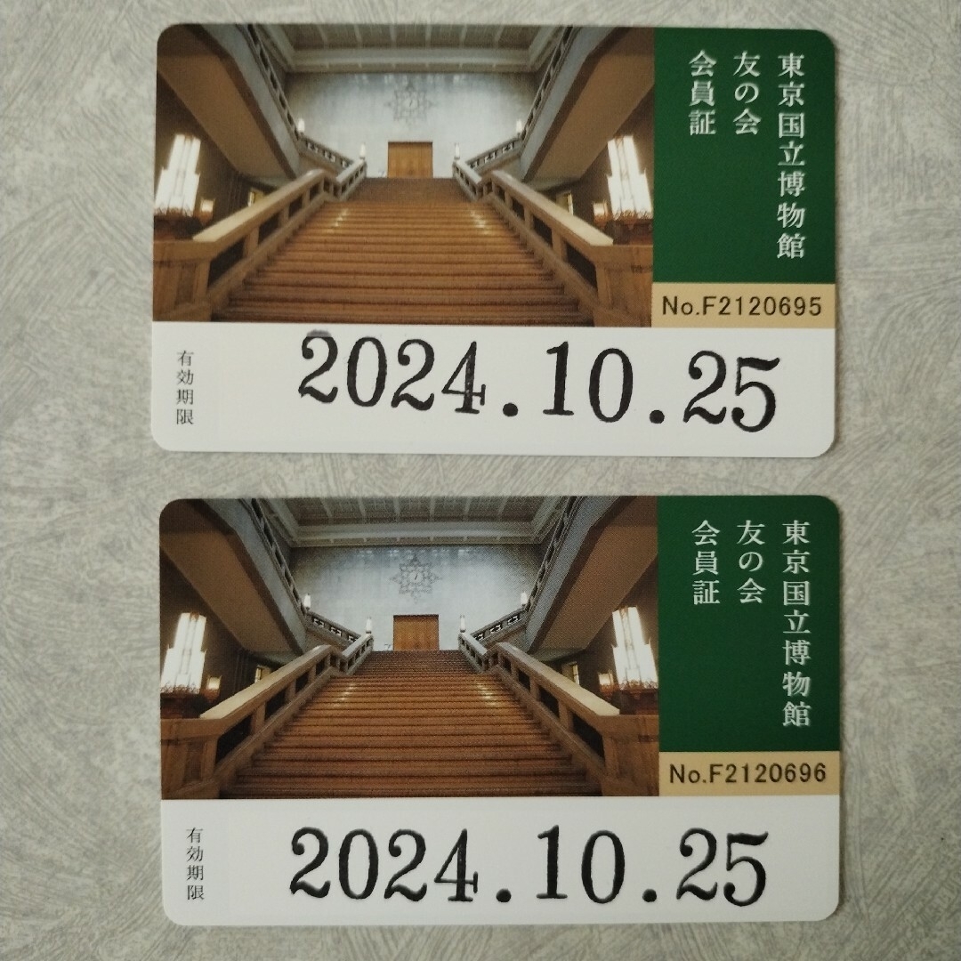 【ペア２枚組】東京国立博物館  友の会会員証  2024.10.25まで チケットの施設利用券(美術館/博物館)の商品写真