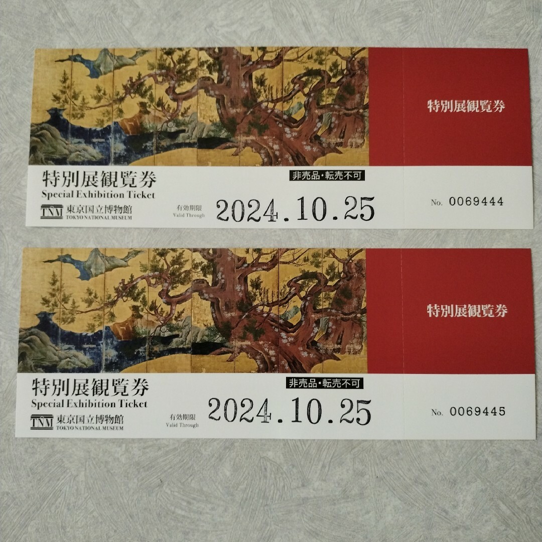 【ペア２枚組】東京国立博物館  特別展観賞券  2024.10.25まで チケットの施設利用券(美術館/博物館)の商品写真