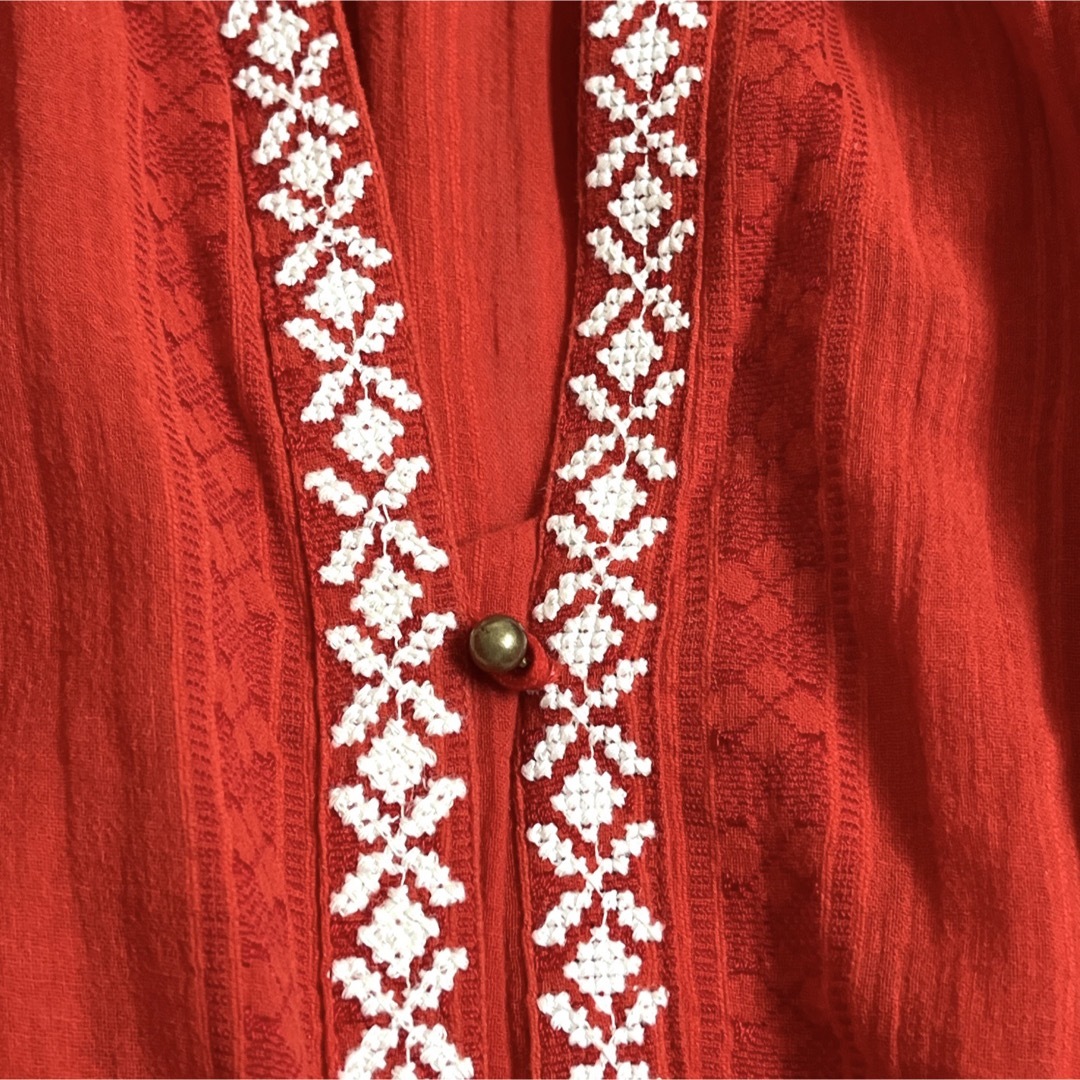 ヌキテパ エンブロイダリー　刺繍 ロングシャツワンピース インド綿　黒