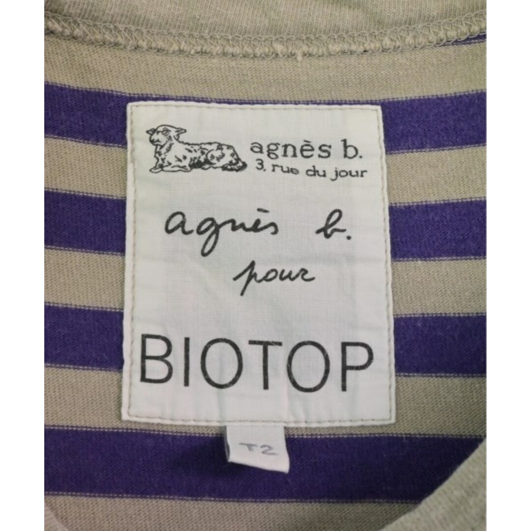 agnes b.(アニエスベー)のAgnes b. Tシャツ・カットソー 2(M位) 紫xグレー(ボーダー) 【古着】【中古】 レディースのトップス(カットソー(半袖/袖なし))の商品写真